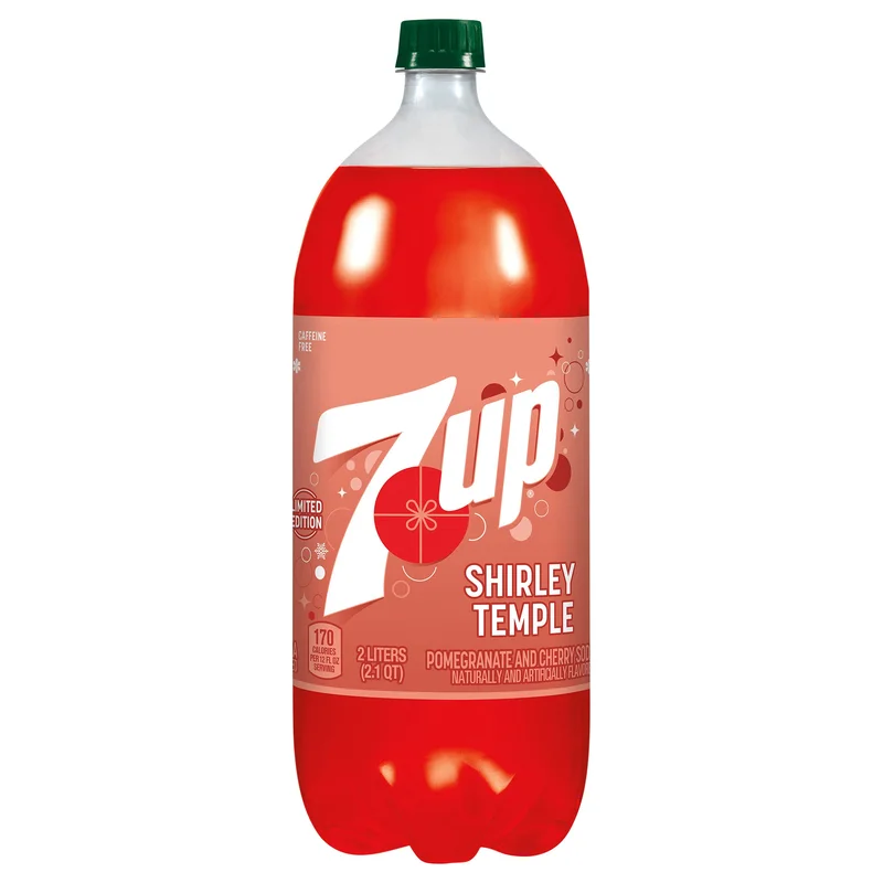 7UP Shirley Temple Pomegranate and Cherry Flavored Soda, 2 L bottle